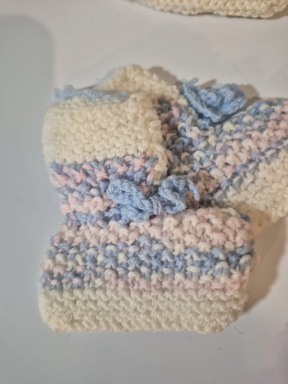 Hand-Knit Pastel Baby Booties - Pink, Yellow, Lavender, Blue, Cream